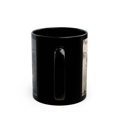 3D Bookshelf Coffee Mug — Black Ceramic (11oz, 15oz)